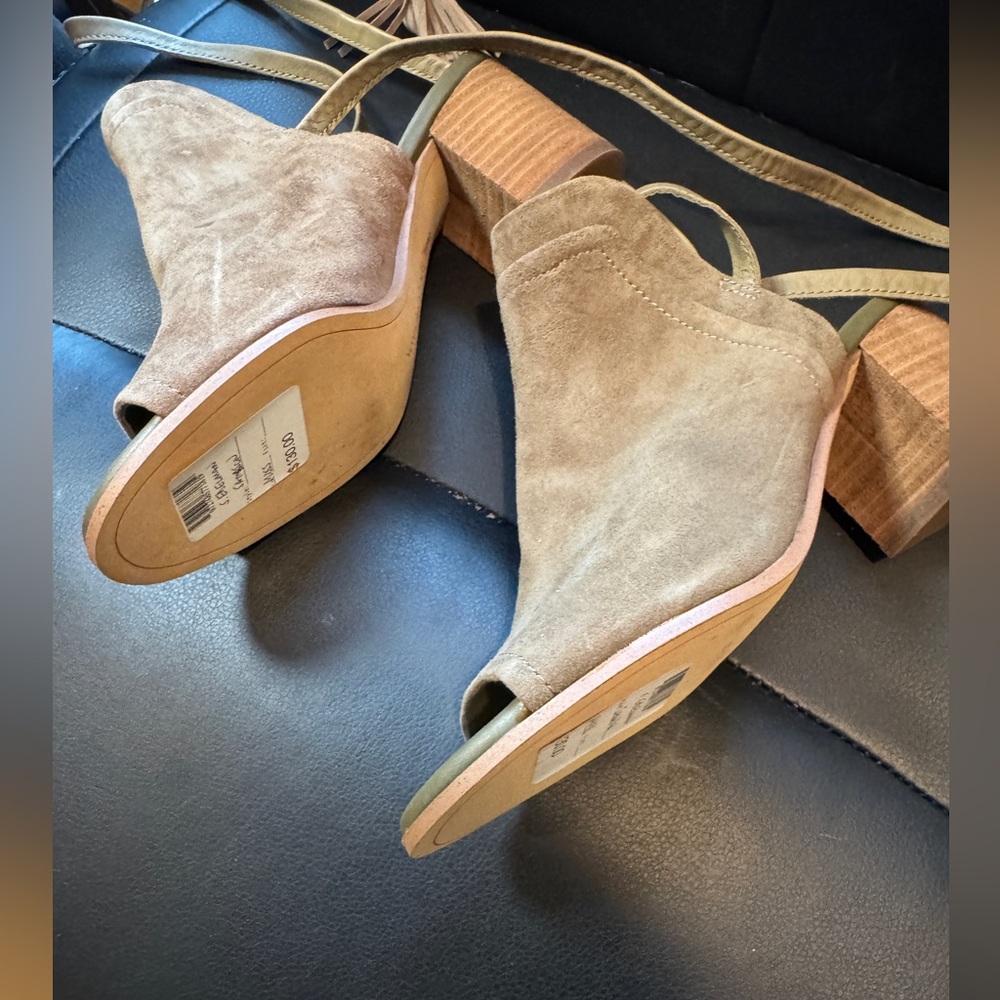 New! Sam Edelman Tan Suede Peep-Toe Heeled Boots